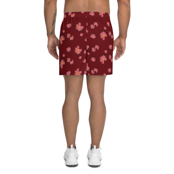 Flower Shorts: Dark Red