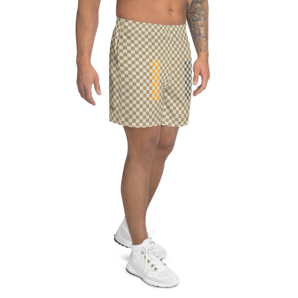 Checker Glitch Shorts: Khaki