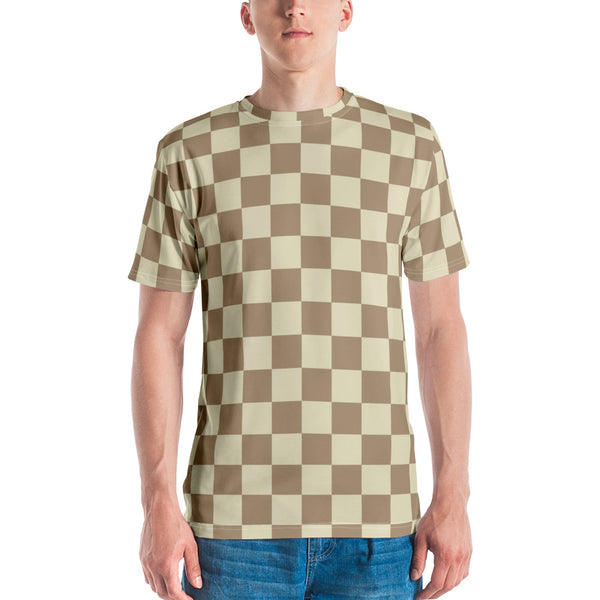 Check Glitch t-shirt: Khaki / Cream