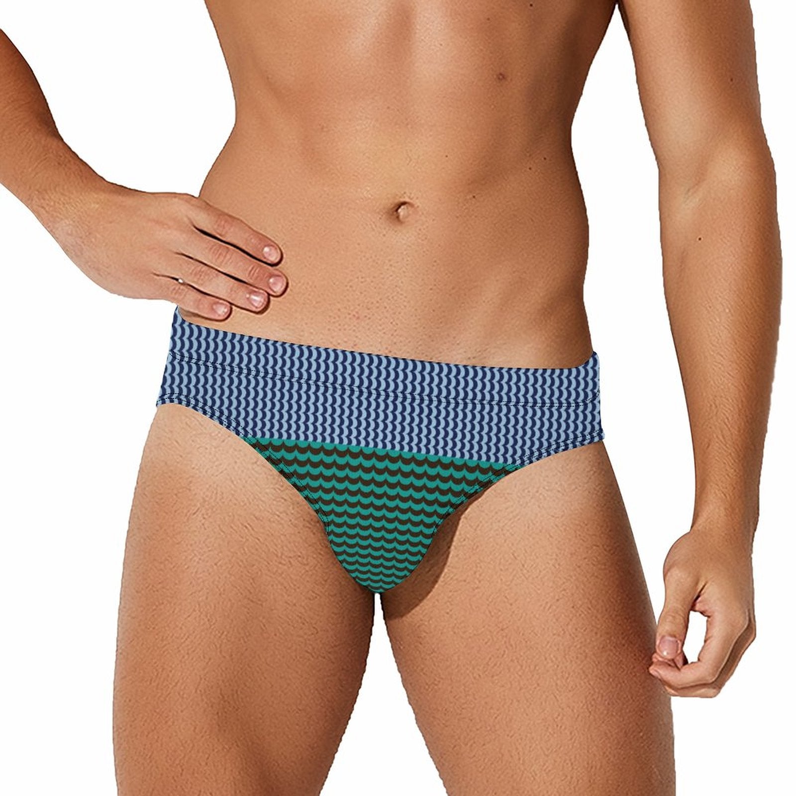 Wave Stripe Swim Brief: Blue / Aqua
