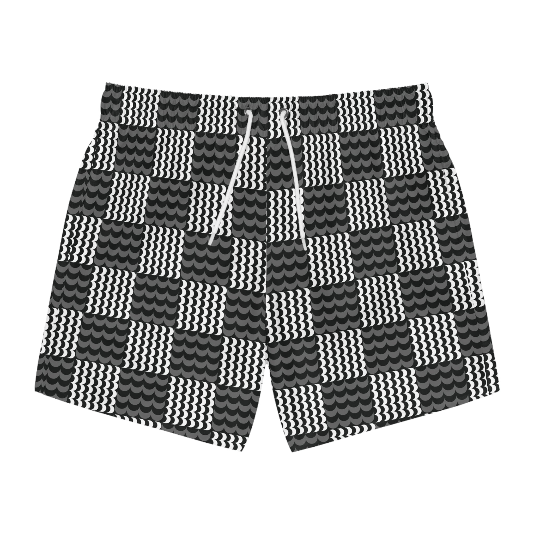 Wave Check Swim Trunks: Black