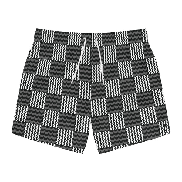 Wave Check Swim Trunks: Black
