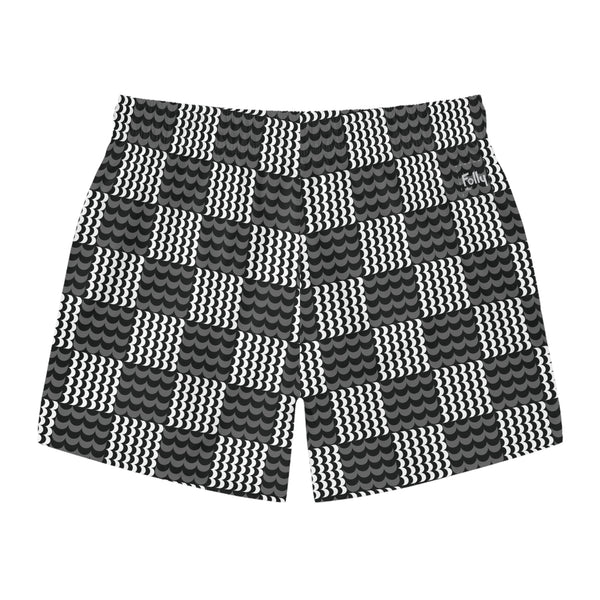 Wave Check Swim Trunks: Black
