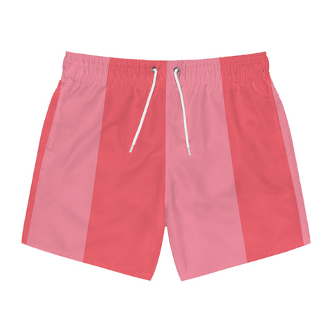 Big Stripe Swim Trunks: Washed Red