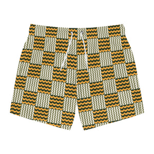 Wave Check Swim Trunks: Olive / Gold