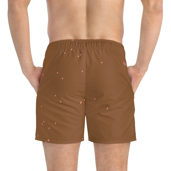 8 Bit Bugs Swim Trunks: Whisky / Peach