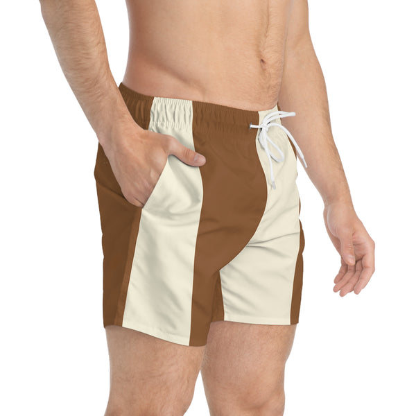 Big Stripe Swim Trunks: Whisky / Cream