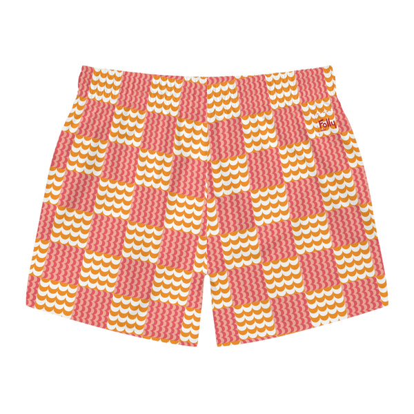 Wave Check Swim Trunks: Washed red / Gold