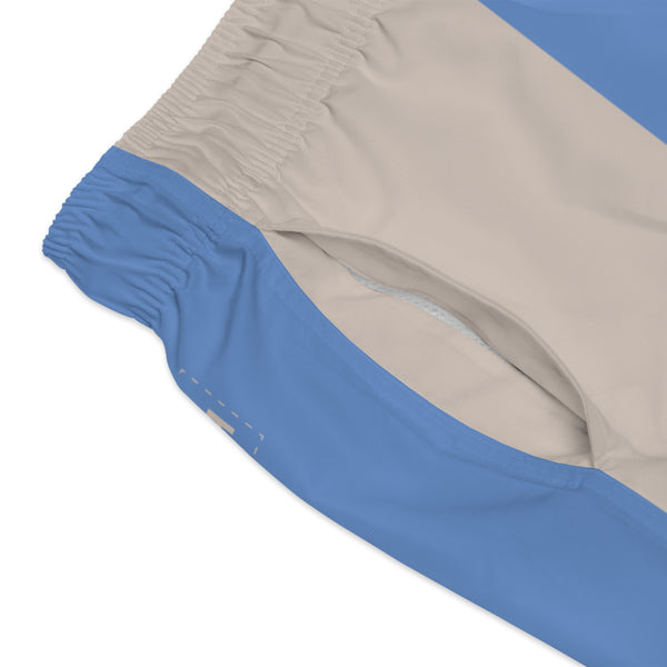 Big Stripe Swim Trunks: Cobolt / Khaki