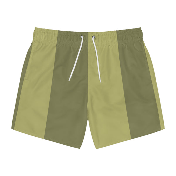 Big Stripe Swim Trunks: Olive green