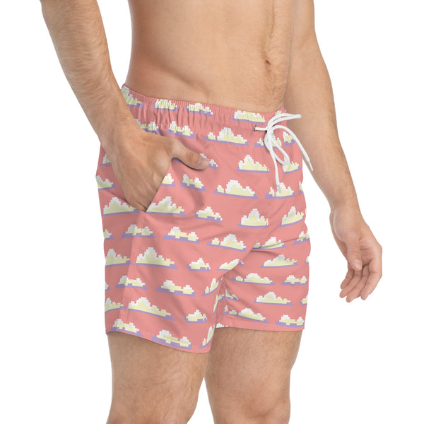 8 Bit Clouds Swim Trunks: Sunset