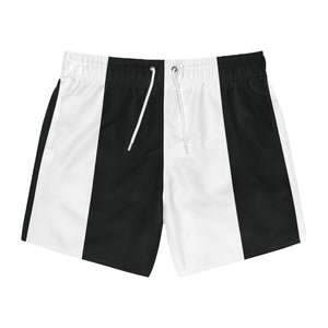 Big Stripe Swim Trunks: Black / White