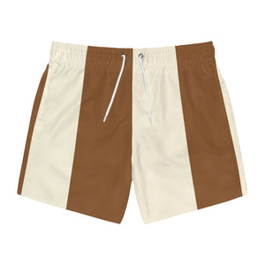 Big Stripe Swim Trunks: Whisky / Cream