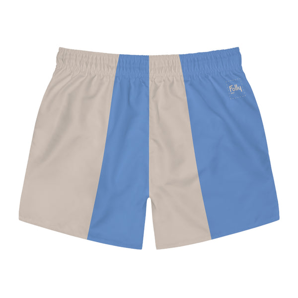 Big Stripe Swim Trunks: Cobolt / Khaki