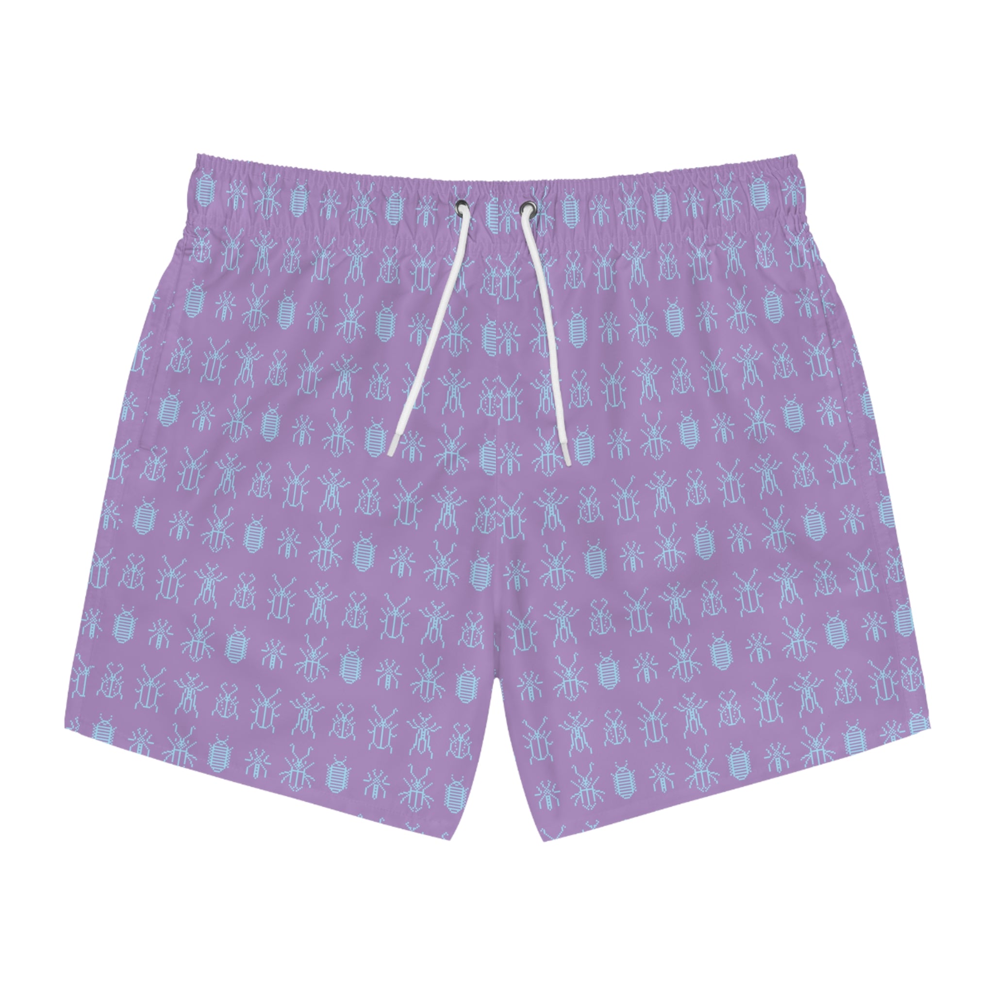 8 Bit Bugs Swim Trunks: Washed Purple / Ice