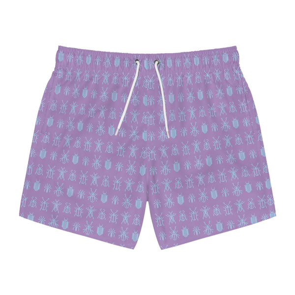 8 Bit Bugs Swim Trunks: Washed Purple / Ice