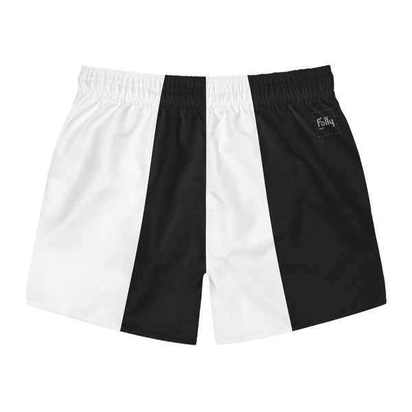 Big Stripe Swim Trunks: Black / White