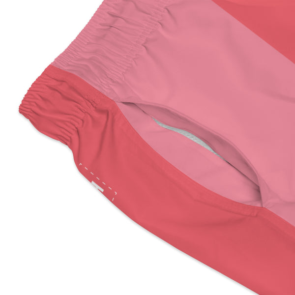 Big Stripe Swim Trunks: Washed Red