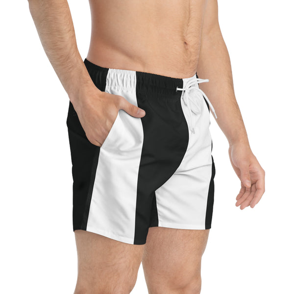 Big Stripe Swim Trunks: Black / White