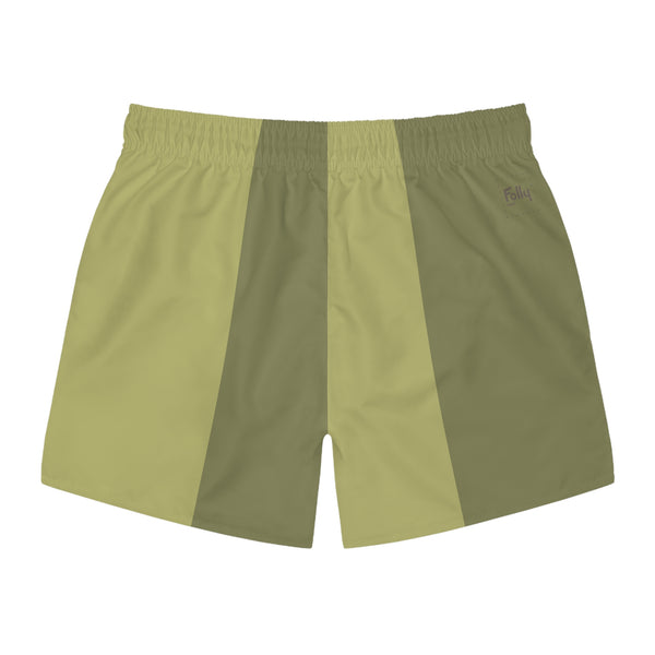 Big Stripe Swim Trunks: Olive green