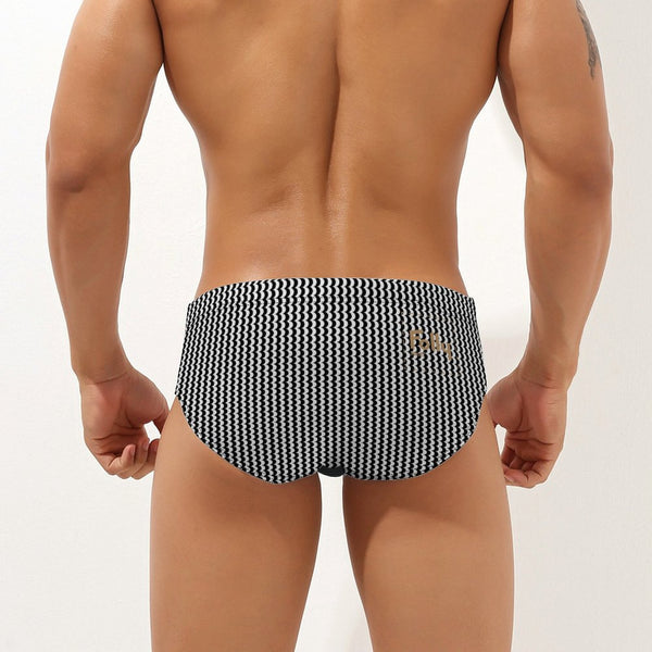 Wave Stripe Swim Brief: Black / White