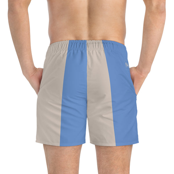 Big Stripe Swim Trunks: Cobolt / Khaki