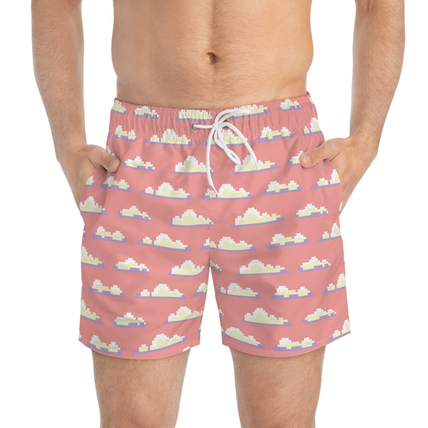 8 Bit Clouds Swim Trunks: Sunset