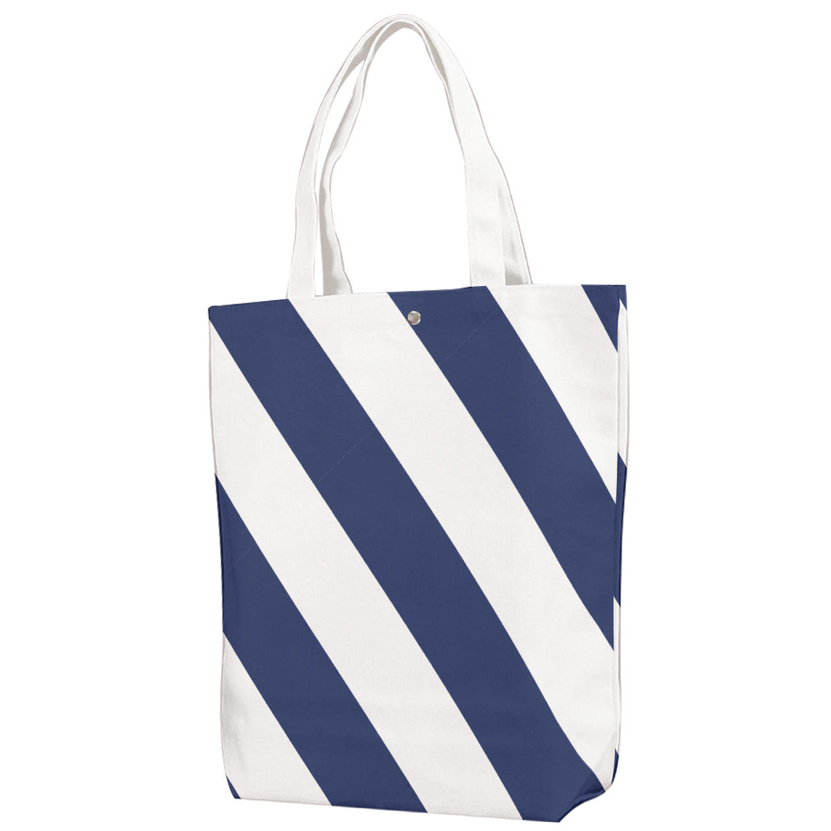 Caution Stripe Canvas Tote: Navy / White