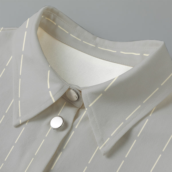 Chalk Stripe Cropped Jacket: Smoke Grey / White