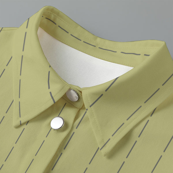 Chalk Stripe Cropped Jacket: Avocado / Pewter