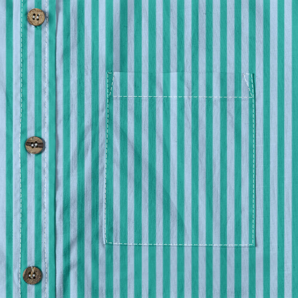 Duo Stripe Long Sleeve Shirt: Aqua / Sky
