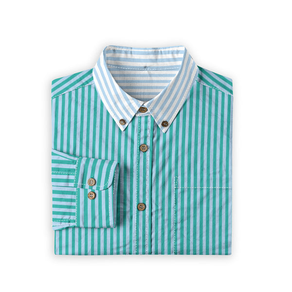 Duo Stripe Long Sleeve Shirt: Aqua / Sky