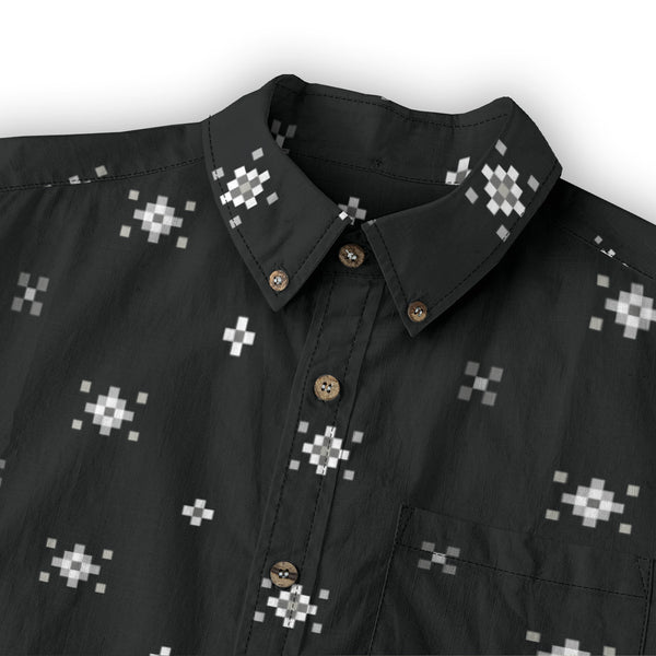 Geo Print Long Sleeve Shirt: Black
