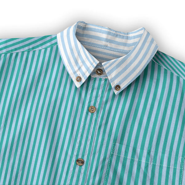 Duo Stripe Long Sleeve Shirt: Aqua / Sky