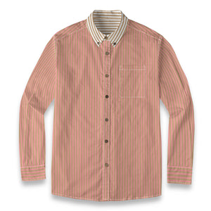 Duo Stripe Long Sleeve Shirt: Pink / Camel