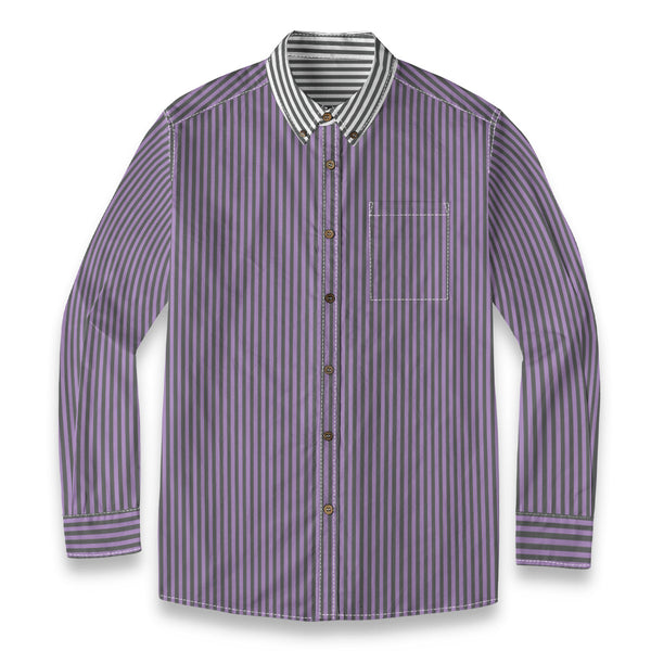 Duo Stripe Long Sleeve Shirt: Lavender / Slate