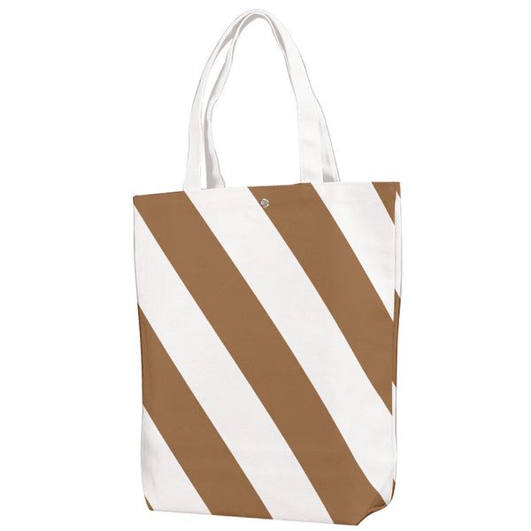 Caution Stripe Canvas Tote: Congac / White