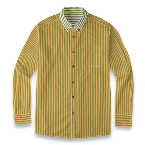 Duo Stripe Long Sleeve Shirt: Olive / Gold