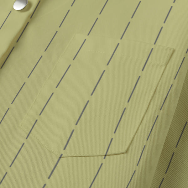Chalk Stripe Cropped Jacket: Avocado / Pewter