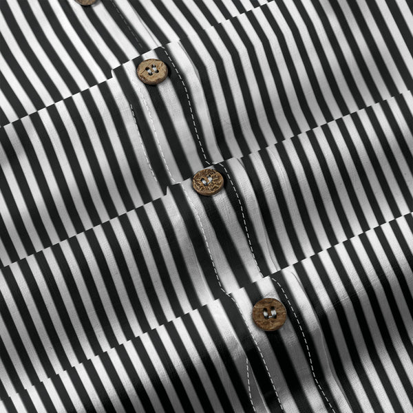 Duo Stripe Long Sleeve Shirt: Black / White