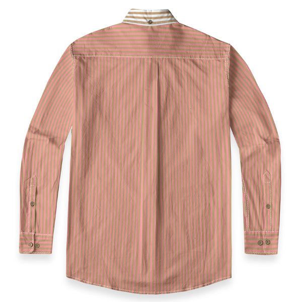 Duo Stripe Long Sleeve Shirt: Pink / Camel