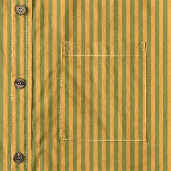 Duo Stripe Long Sleeve Shirt: Olive / Gold