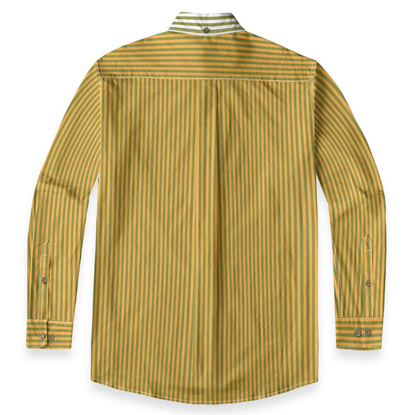 Duo Stripe Long Sleeve Shirt: Olive / Gold