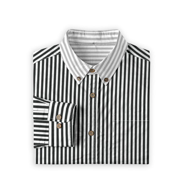 Duo Stripe Long Sleeve Shirt: Black / White
