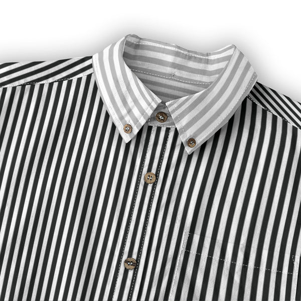 Duo Stripe Long Sleeve Shirt: Black / White