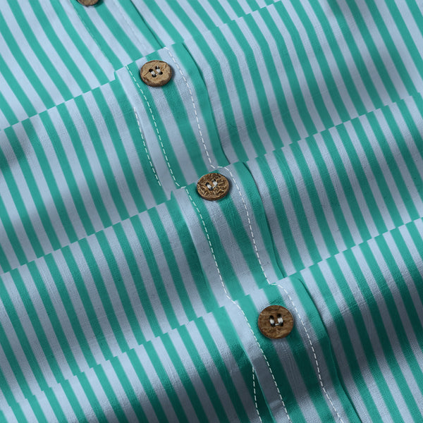 Duo Stripe Long Sleeve Shirt: Aqua / Sky