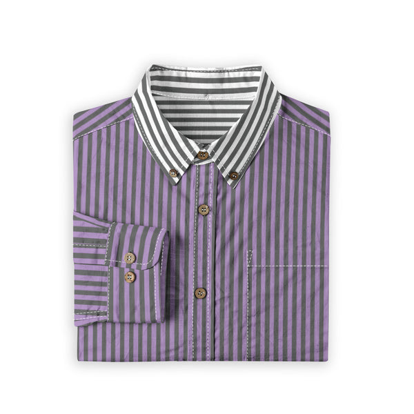 Duo Stripe Long Sleeve Shirt: Lavender / Slate