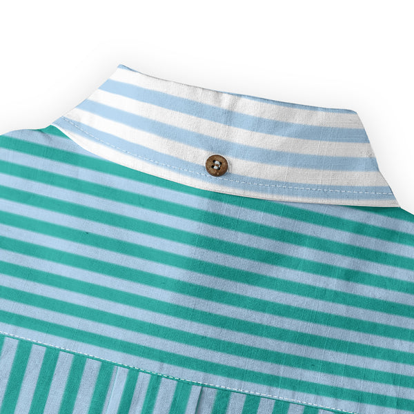 Duo Stripe Long Sleeve Shirt: Aqua / Sky