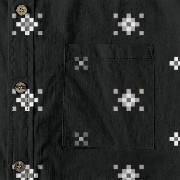 Geo Print Long Sleeve Shirt: Black