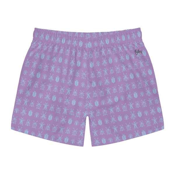 8 Bit Bugs Swim Trunks: Washed Purple / Ice
